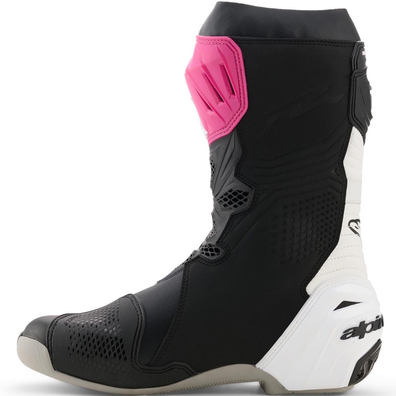 Moto škornji Alpinestars Supertech R črno-belo-roza-rumeni
