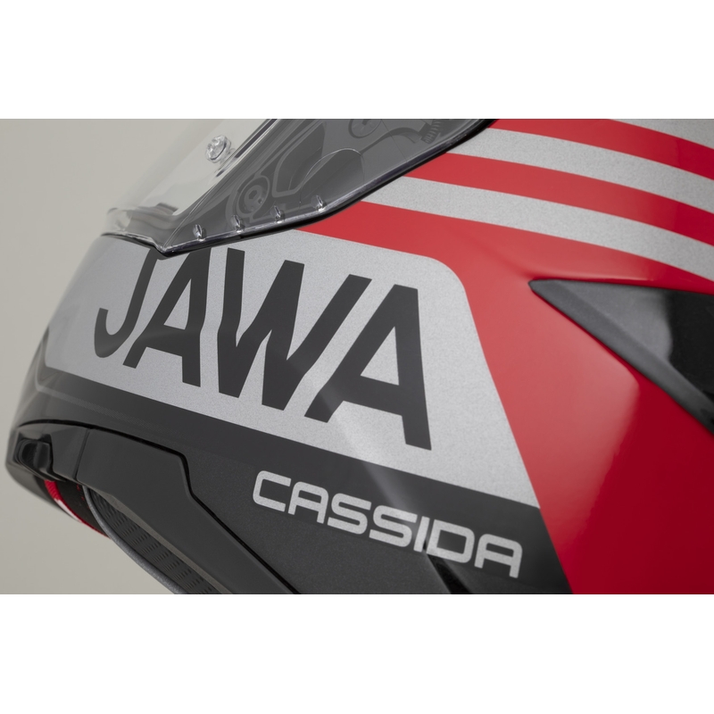 Cassida Integral GT 2.1 Jawa Sport motoristična čelada z integriranim obrazom črno-biserno rdečo-srebrna