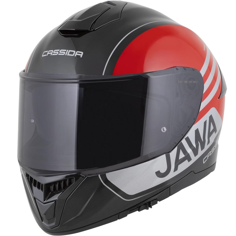 Cassida Integral GT 2.1 Jawa Sport motoristična čelada z integriranim obrazom črno-biserno rdečo-srebrna