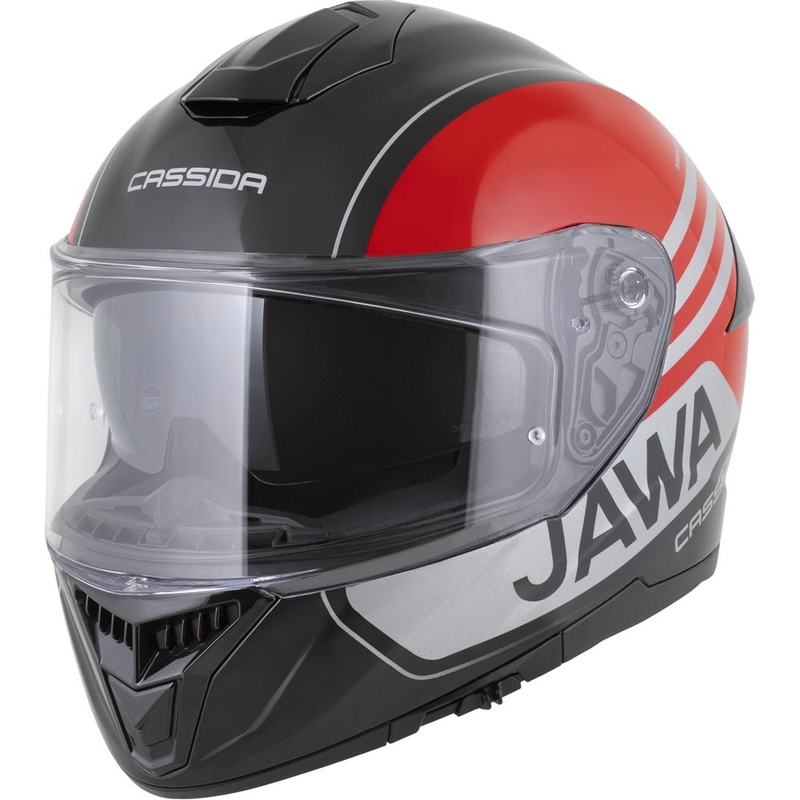 Cassida Integral GT 2.1 Jawa Sport motoristična čelada z integriranim obrazom črno-biserno rdečo-srebrna
