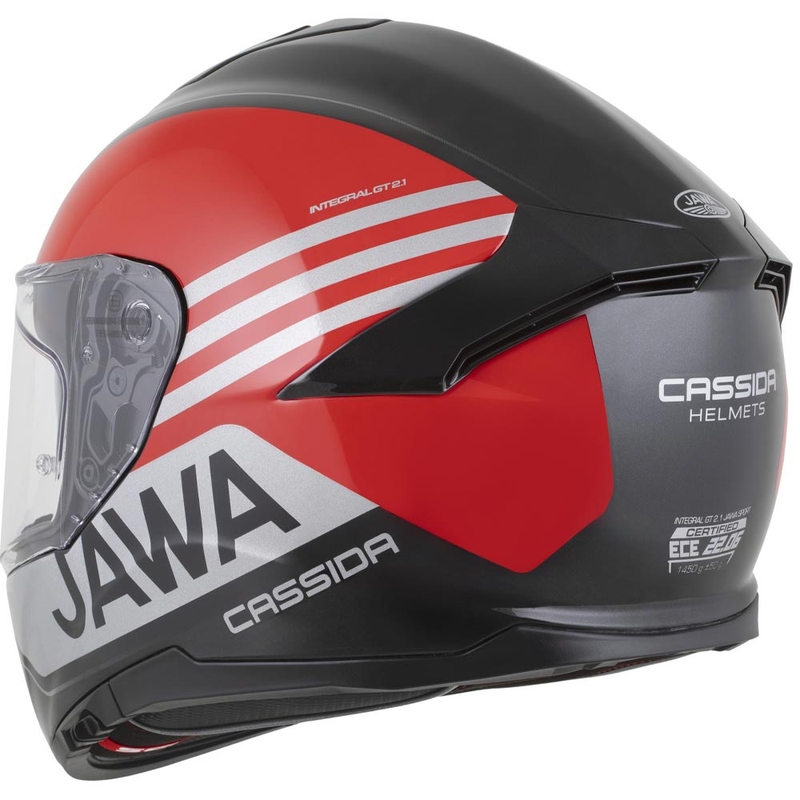 Cassida Integral GT 2.1 Jawa Sport motoristična čelada z integriranim obrazom črno-biserno rdečo-srebrna