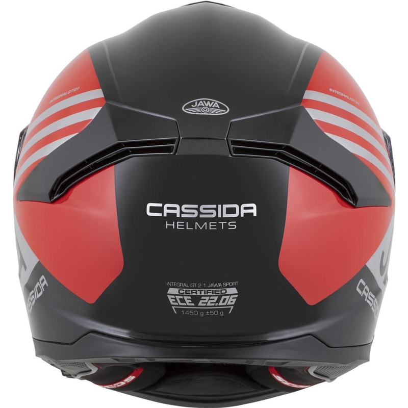 Cassida Integral GT 2.1 Jawa Sport motoristična čelada z integriranim obrazom črno-biserno rdečo-srebrna