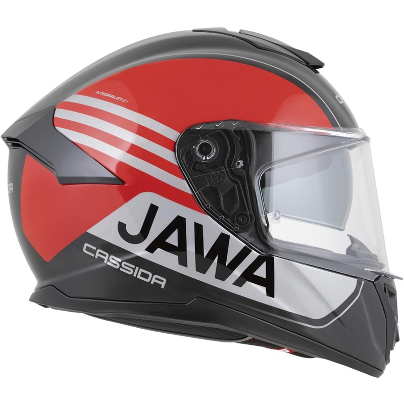 Cassida Integral GT 2.1 Jawa Sport motoristična čelada z integriranim obrazom črno-biserno rdečo-srebrna