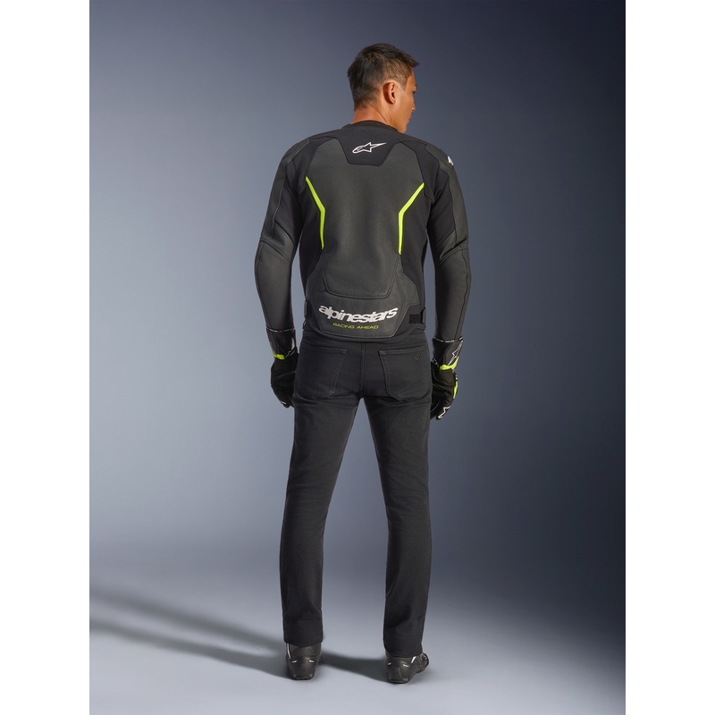 Alpinestars GP Force V2 Airflow usnjena motoristična jakna črno-fluo rumena