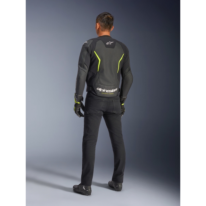 Alpinestars GP Force V2 Airflow usnjena motoristična jakna črno-fluo rumena