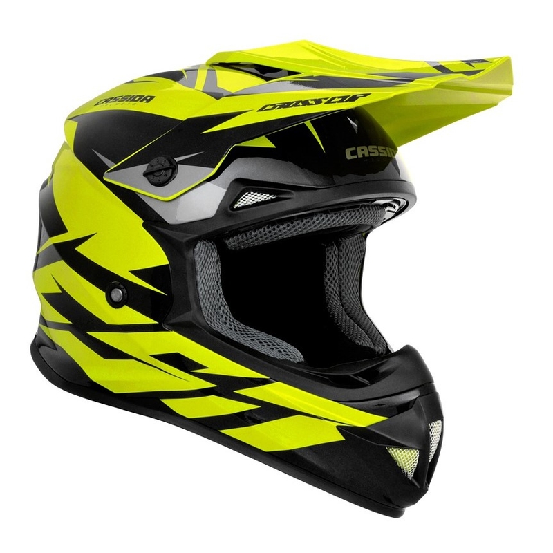 Otroška čelada za motokros Cassida Cross Cup Two black-grey-fluo yellow