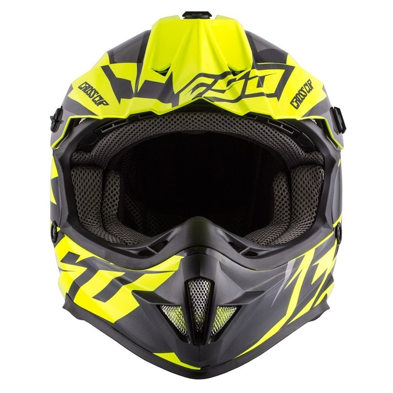 Otroška čelada za motokros Cassida Cross Cup Two black-grey-fluo yellow