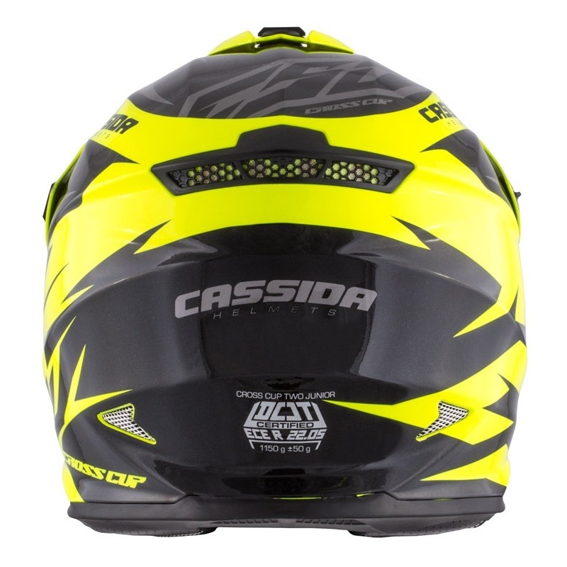 Otroška čelada za motokros Cassida Cross Cup Two black-grey-fluo yellow
