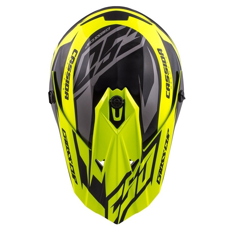 Otroška čelada za motokros Cassida Cross Cup Two black-grey-fluo yellow