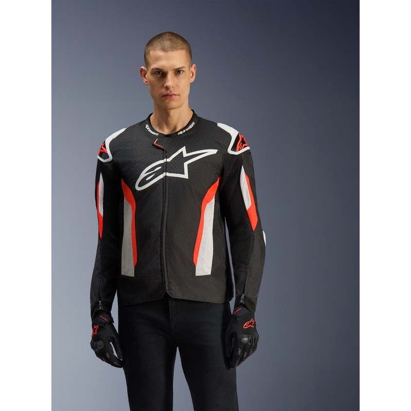 Moto jakna Alpinestars T-GP AIR črno-fluo rdeča