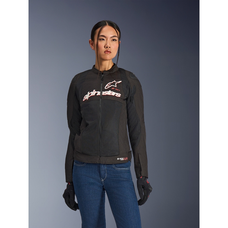 Ženska motoristična jakna Alpinestars Stella SMX Air črno-bela-fluo rdeča