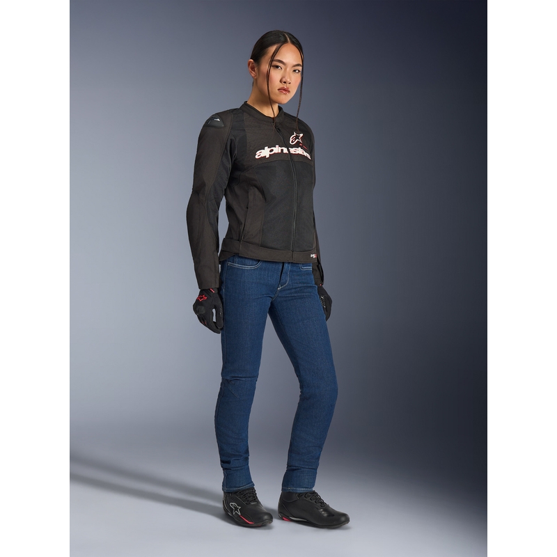 Ženska motoristična jakna Alpinestars Stella SMX Air črno-bela-fluo rdeča