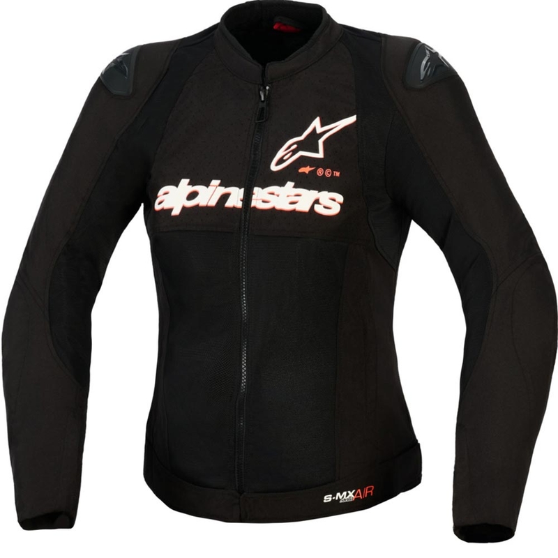 Ženska motoristična jakna Alpinestars Stella SMX Air črno-bela-fluo rdeča