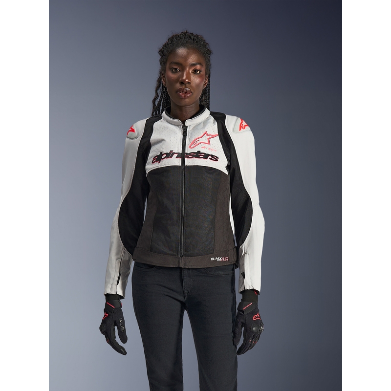 Ženska motoristična jakna Alpinestars Stella SMX Air svetlo sivo-črno-roza