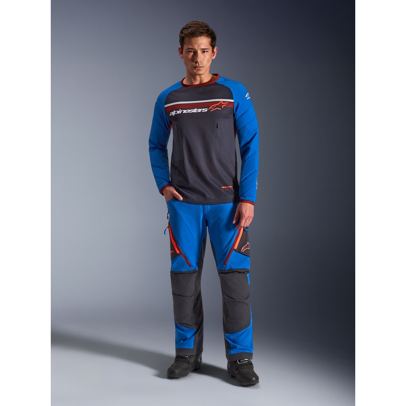Motokros dres Alpinestars Maxdura Dual temno sivo-modro-oranžen
