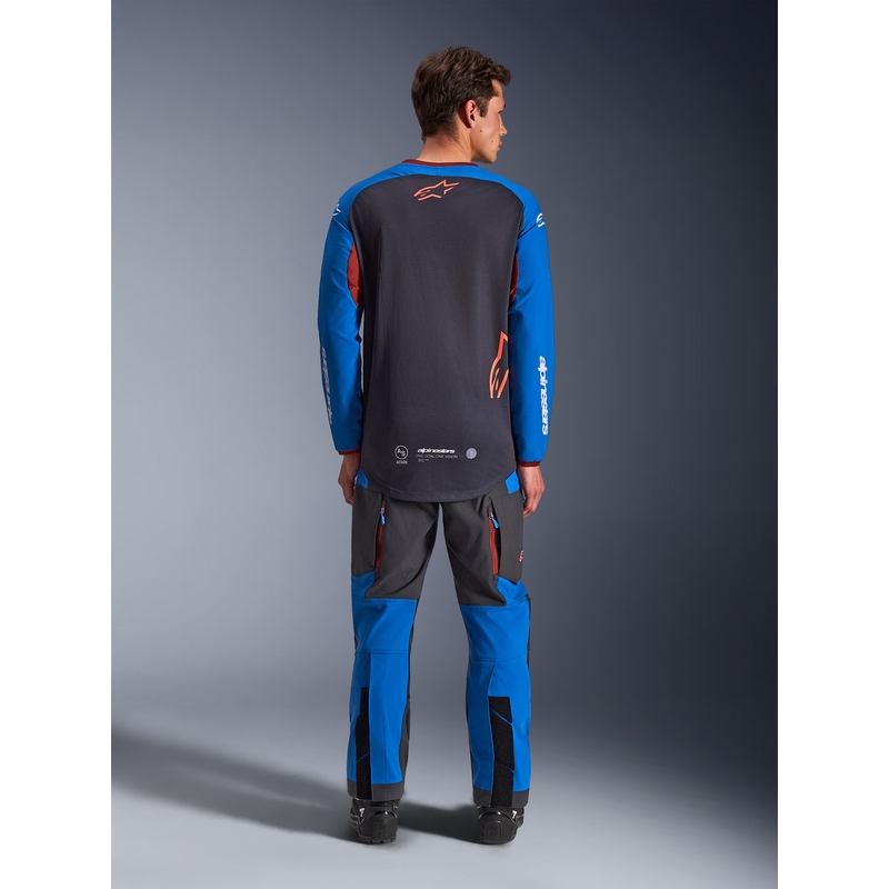 Motokros dres Alpinestars Maxdura Dual temno sivo-modro-oranžen