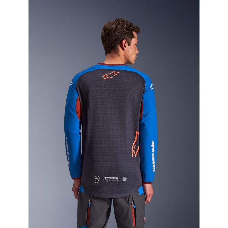 Motokros dres Alpinestars Maxdura Dual temno sivo-modro-oranžen