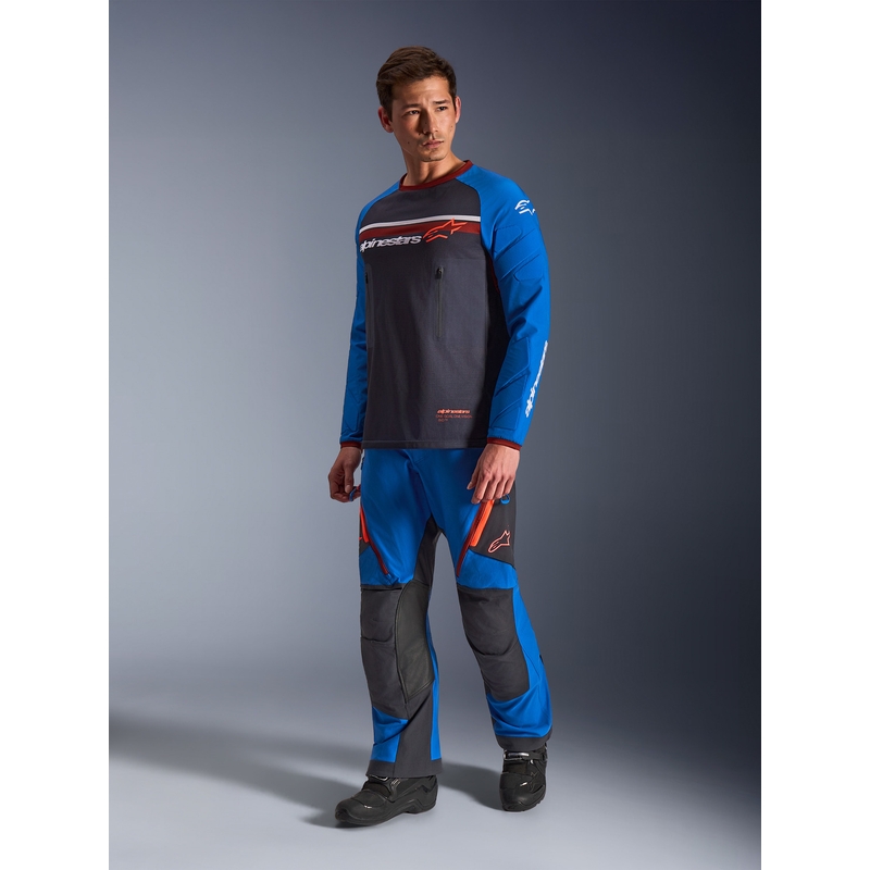 Motokros dres Alpinestars Maxdura Dual temno sivo-modro-oranžen