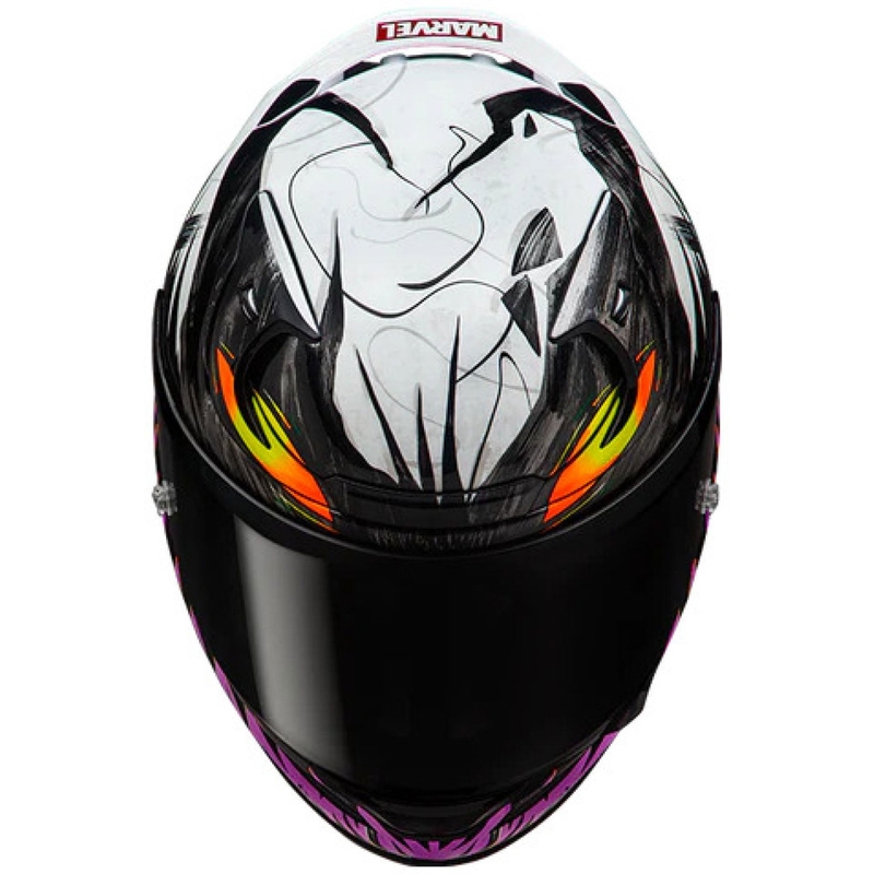 Celoobrazna motoristična čelada HJC RPHA 12 Anti Venom 2 Marvel MC8 črno-belo-vijolična