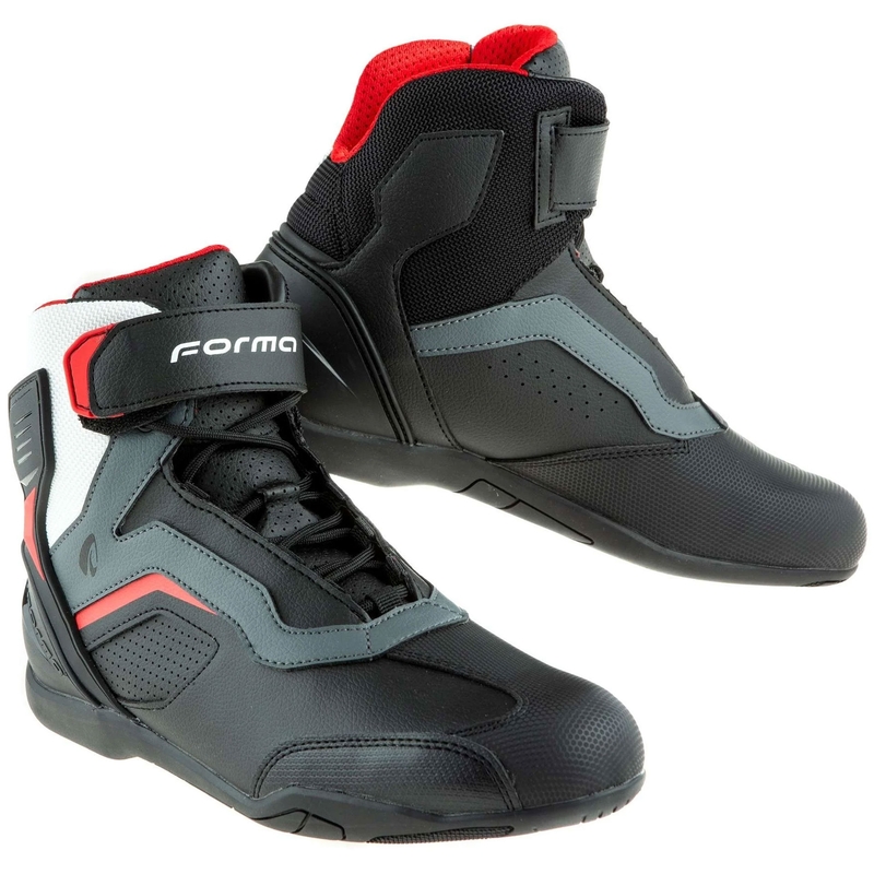 Forma Stinger EVO Flow črno-rdeče-belo-sivi motoristični škornji