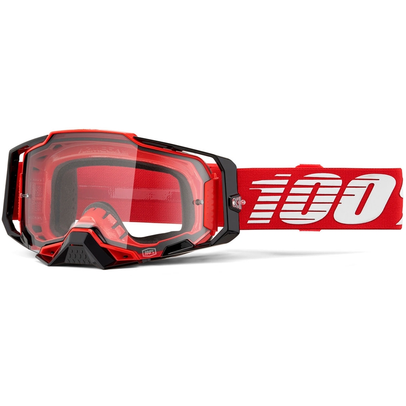 Motokros očala 100% Armega rdeča s prozornim pleksi steklom