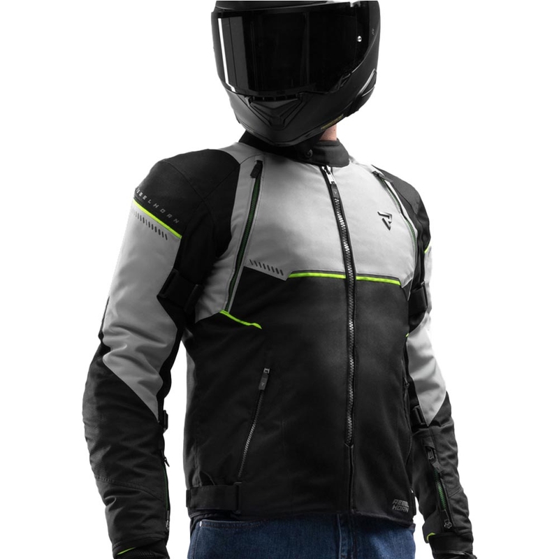 Motoristična jakna Rebelhorn Swift svetlo sivo-fluo rumena