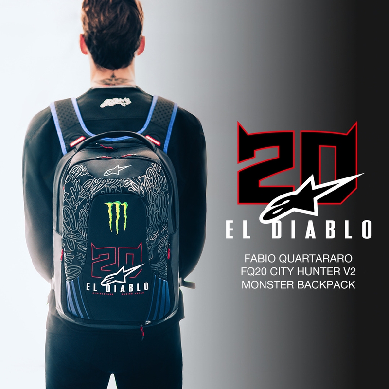 Nahrbtnik Alpinestars City Hunter V2 FQ20 Monster Collection črno-fluo rdečo-modro-zelen 22 L