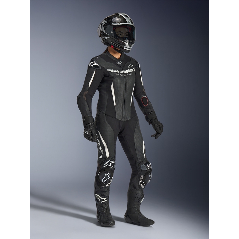 Ženski enodelni usnjen motoristični kombinezon Alpinestars Stella GP-R7, črne barve