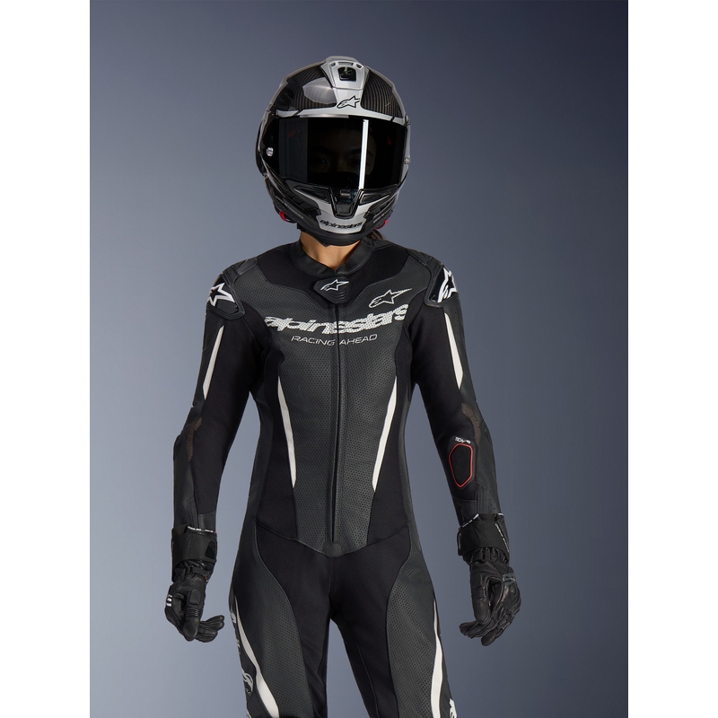 Ženski enodelni usnjen motoristični kombinezon Alpinestars Stella GP-R7, črne barve