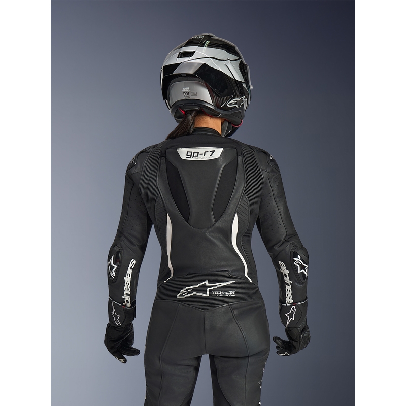 Ženski enodelni usnjen motoristični kombinezon Alpinestars Stella GP-R7, črne barve