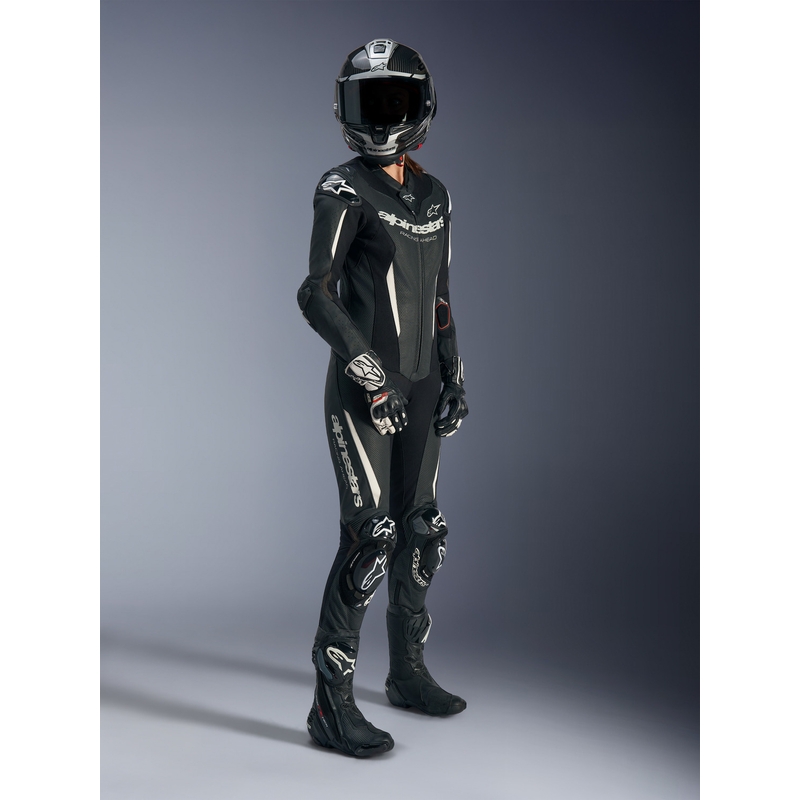 Ženski enodelni usnjen motoristični kombinezon Alpinestars Stella GP-R7, črne barve