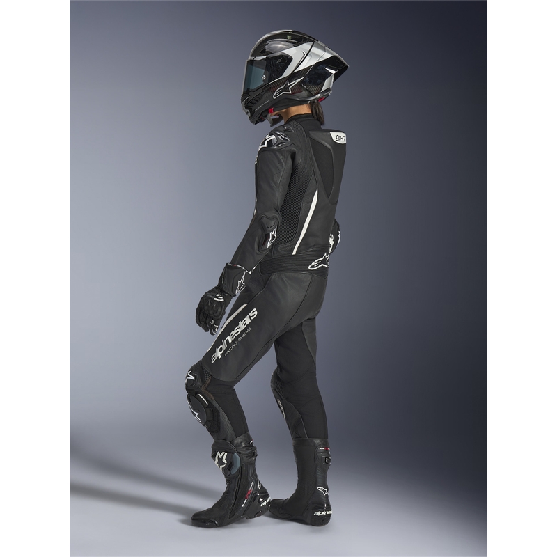 Ženski enodelni usnjen motoristični kombinezon Alpinestars Stella GP-R7, črne barve