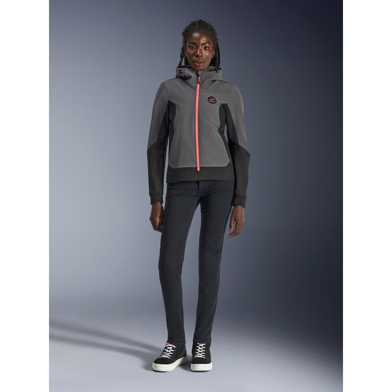 Ženska motoristična jakna Alpinestars Stella Radium Tech Hoodie temno siva-črna-roza