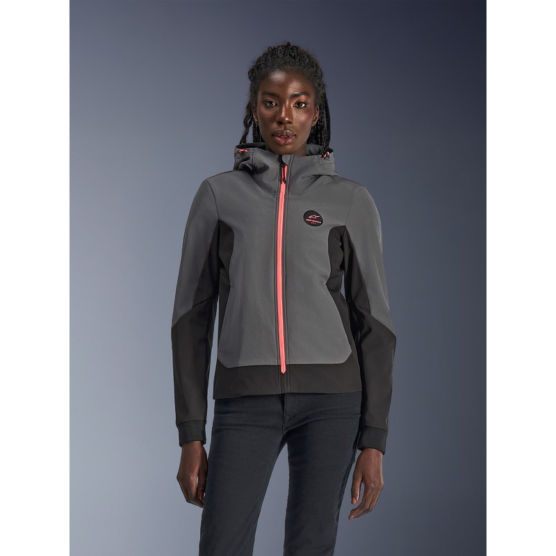 Ženska motoristična jakna Alpinestars Stella Radium Tech Hoodie temno siva-črna-roza