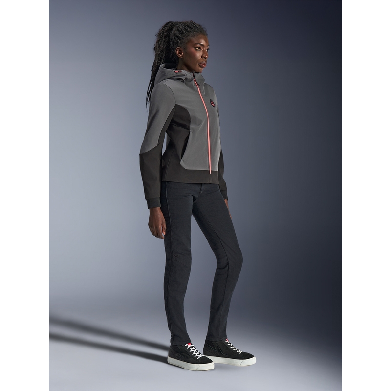 Ženska motoristična jakna Alpinestars Stella Radium Tech Hoodie temno siva-črna-roza