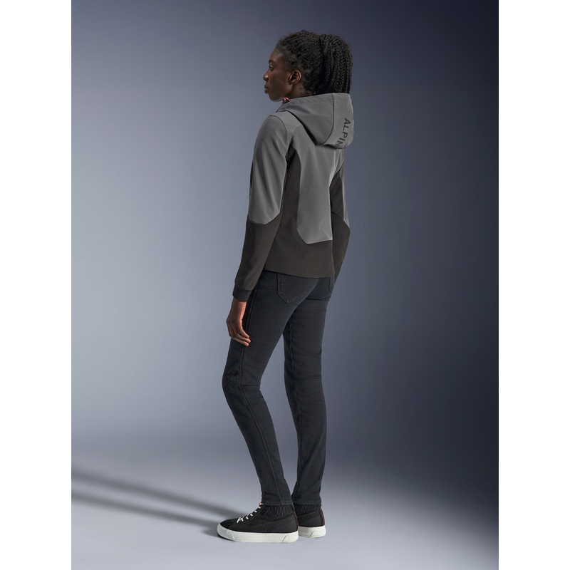 Ženska motoristična jakna Alpinestars Stella Radium Tech Hoodie temno siva-črna-roza