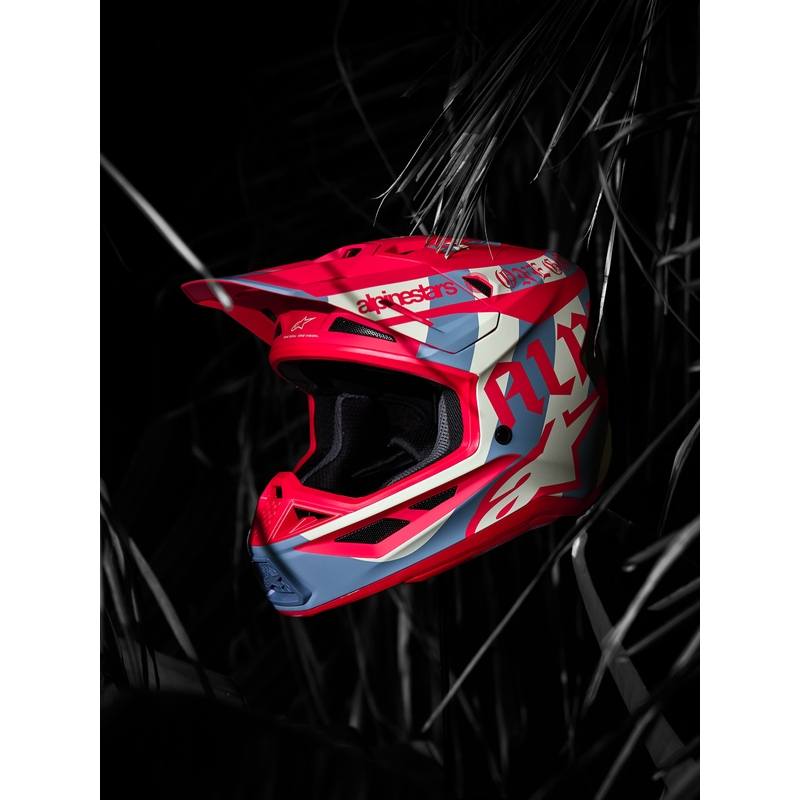 Motokros čelada Alpinestars Supertech S-M7 Beast Coast omejena izdaja sivo-črno-oranžna