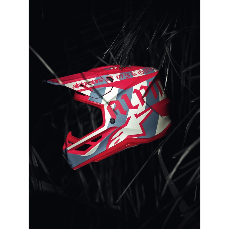 Motokros čelada Alpinestars Supertech S-M7 Beast Coast omejena izdaja sivo-črno-oranžna