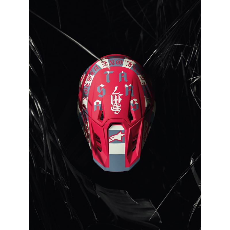 Motokros čelada Alpinestars Supertech S-M7 Beast Coast omejena izdaja sivo-črno-oranžna