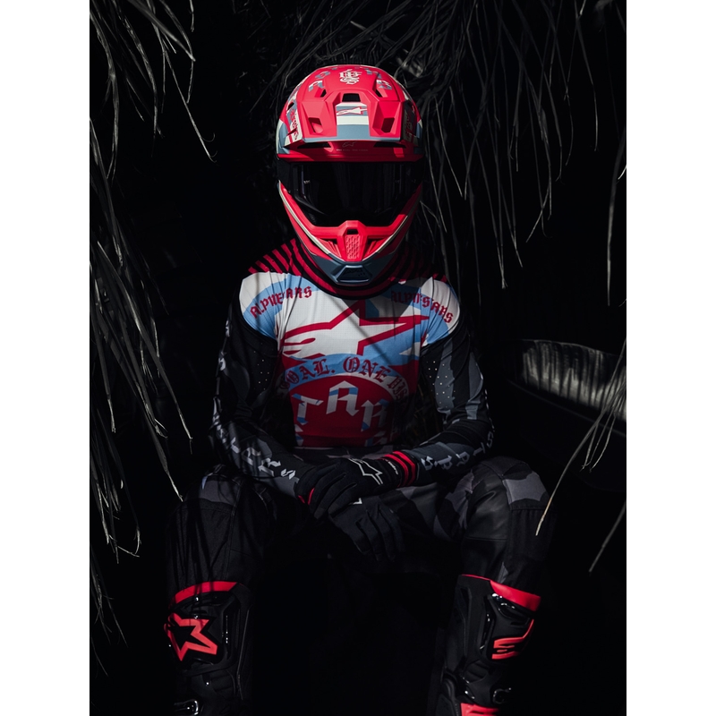 Motokros čelada Alpinestars Supertech S-M7 Beast Coast omejena izdaja sivo-črno-oranžna