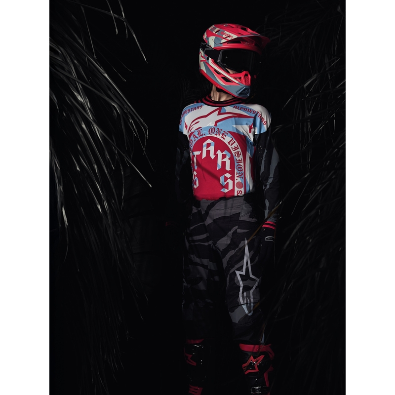Motokros čelada Alpinestars Supertech S-M7 Beast Coast omejena izdaja sivo-črno-oranžna