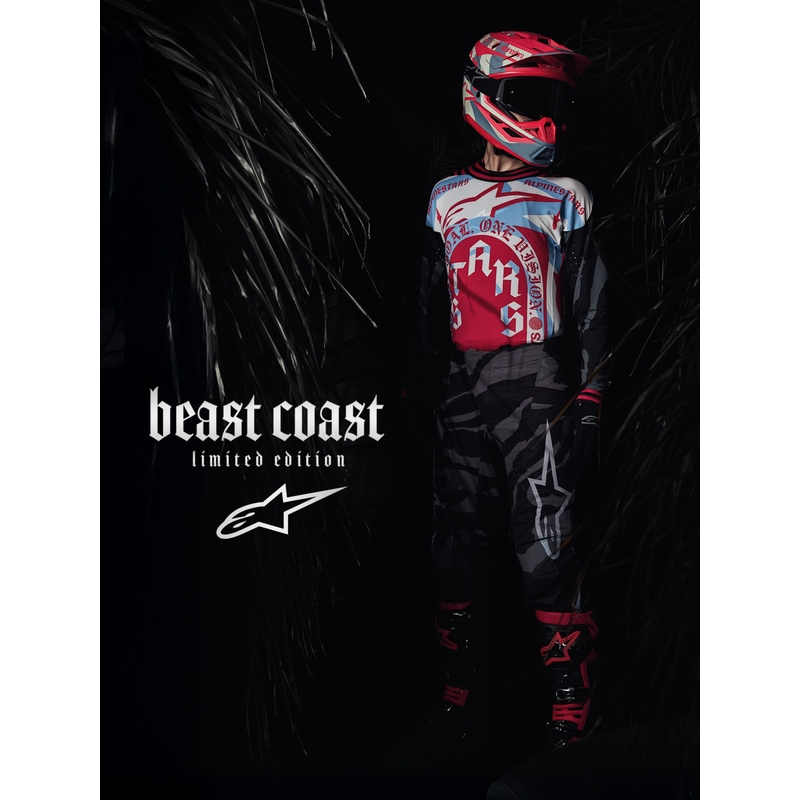 Motokros čelada Alpinestars Supertech S-M7 Beast Coast omejena izdaja sivo-črno-oranžna