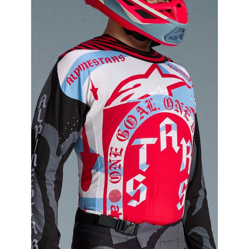 Motokros dres Alpinestars Techstar Beast Coast omejene izdaje sivo-črno-oranžen