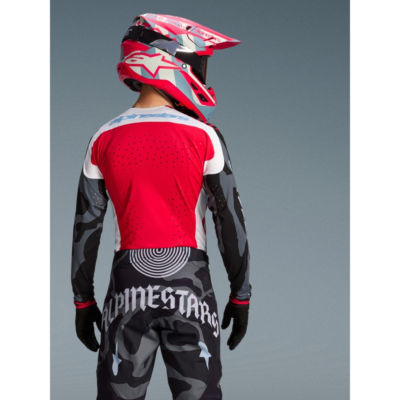Motokros dres Alpinestars Techstar Beast Coast omejene izdaje sivo-črno-oranžen