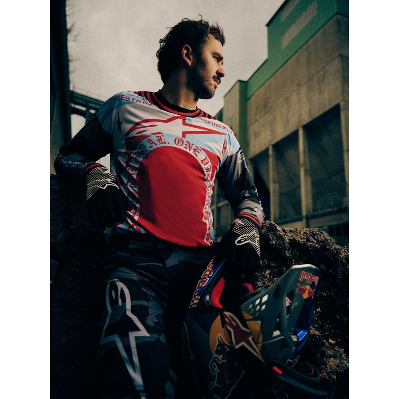 Motokros dres Alpinestars Techstar Beast Coast omejene izdaje sivo-črno-oranžen