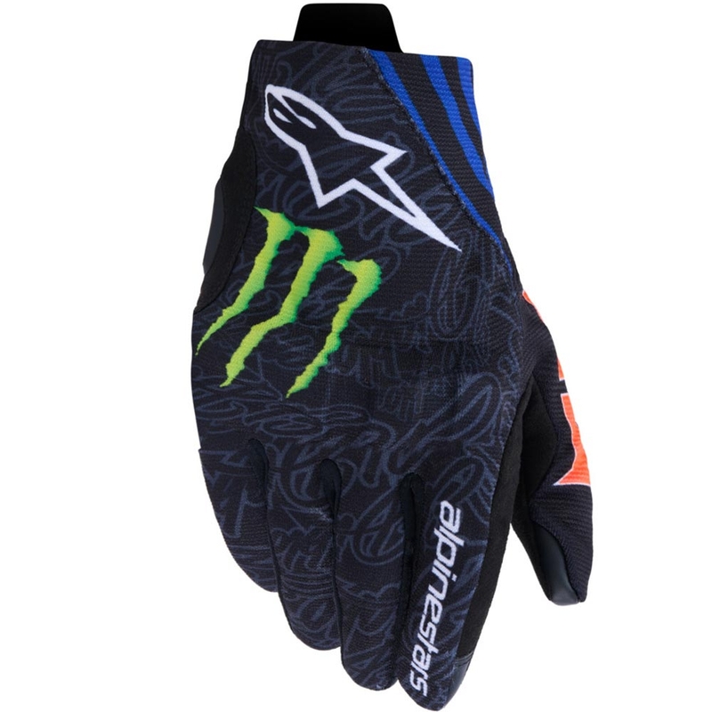 Kolekcija motorističnih rokavic Alpinestars Reef V2 FQ20, črno-fluo rdeče-modro-zelene