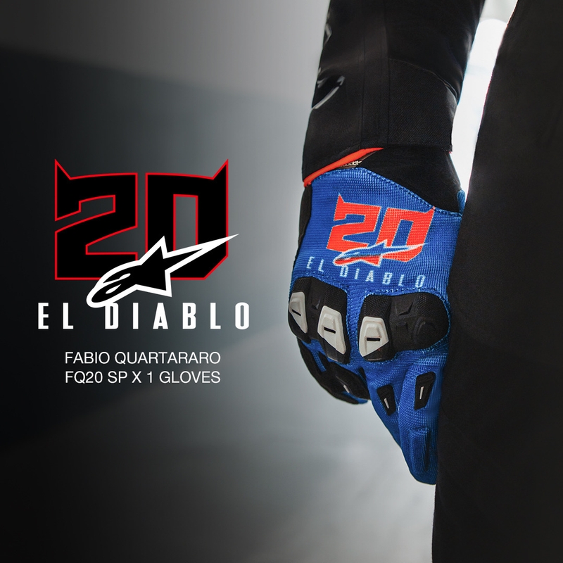 Kolekcija motorističnih rokavic Alpinestars SP X 1 FQ20, modro-črno-fluo rdeča