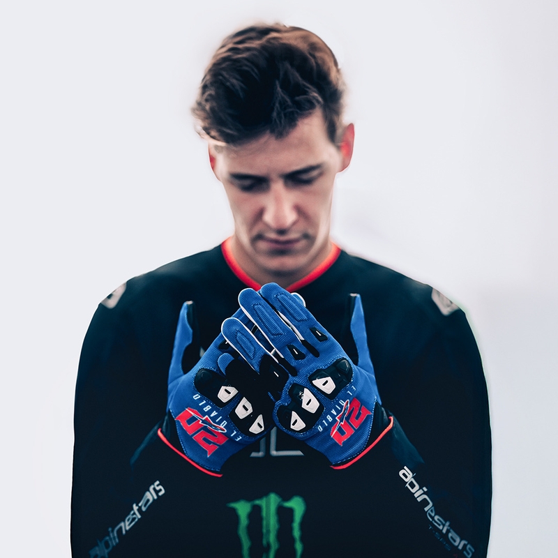Kolekcija motorističnih rokavic Alpinestars SP X 1 FQ20, modro-črno-fluo rdeča