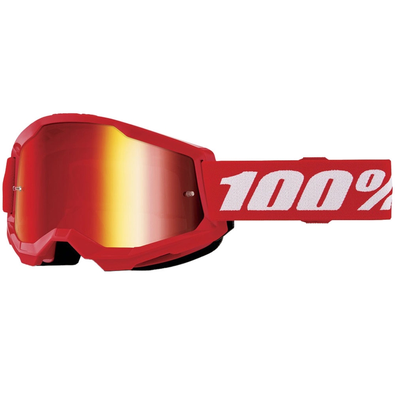 Otroška motokros očala 100% STRATA 2 rdeča (rdeč pleksi steklo)