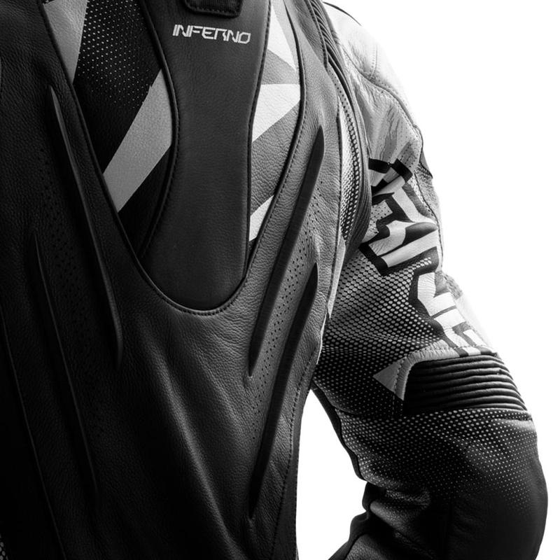 Usnjena motoristična jakna Rebelhorn Inferno črno-bela